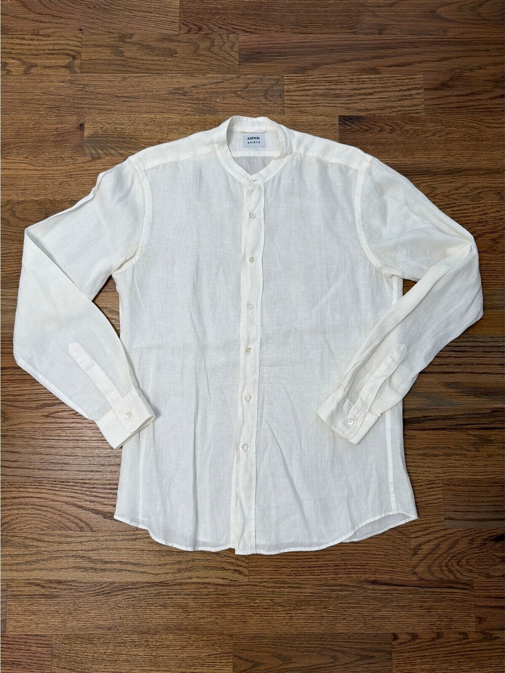 Aspesi Linen Band Collar Shirt